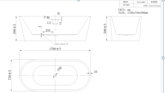 Free Standing Bathtub c/w Iron Frame