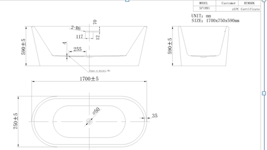 Free Standing Bathtub c/w Iron Frame