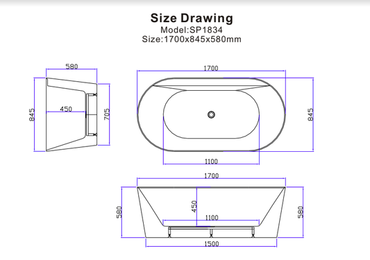 Free Standing Bathtub - White
