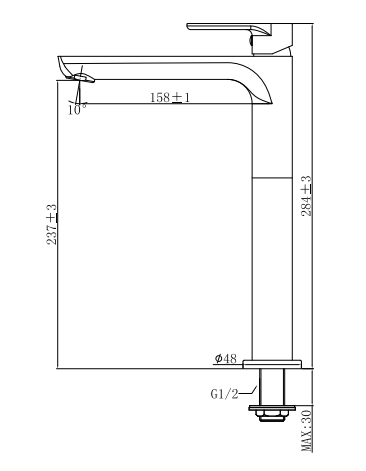 Above Counter Basin Cold Tap - Chrome