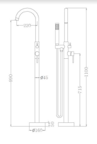 Standalone Bath Mixer - Black Matt