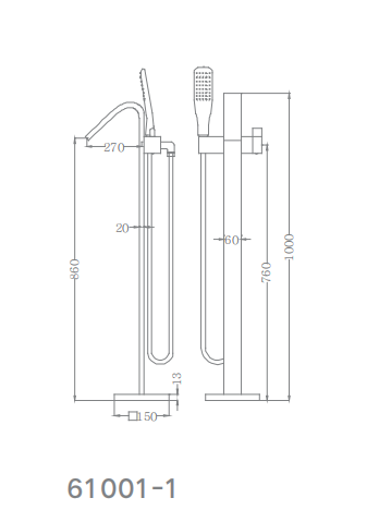 Standalone Bath Mixer - Chrome