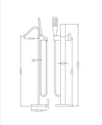 Standalone Bath Mixer - Black Matt