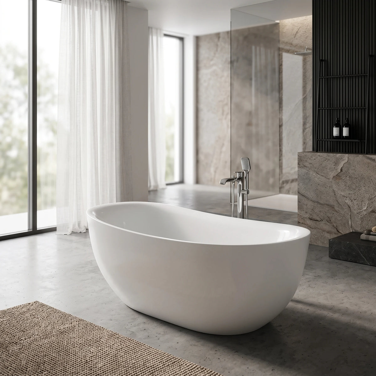 Free Standing Bathtub c/w Waste in a room setting
