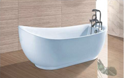 Long Bath with Panel & Water Tap - White