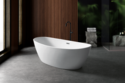 white freestanding bath tub TR-BHT-FSB-20046-WW with modern straight edges and spacious design, available in Malaysia