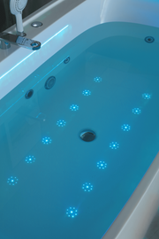 Smooth interior of a rectangular freestanding bath tub with best price for modern bathroom upgrade