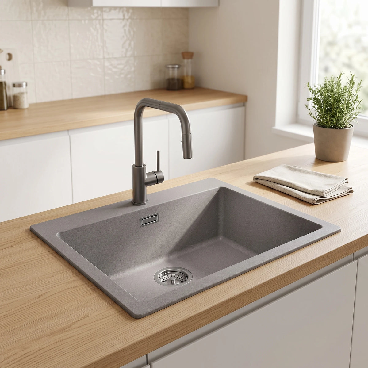 Granitetech kitchen sink in a room setting