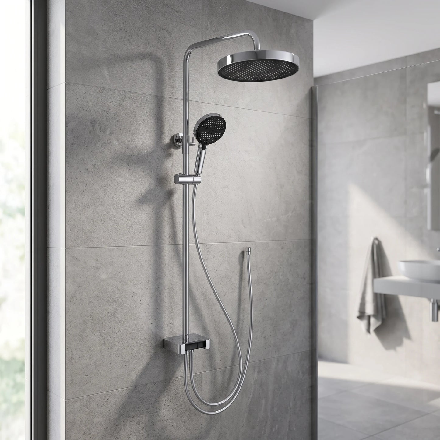 SUS304 Exposed Shower Bar Set (for Instant Water Heater used) - Chrome in a room setting