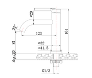 SUS304 Basin Cold Tap - Matt Gold