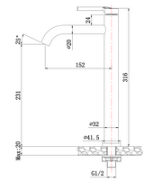 SUS304 Above Counter Basin Cold Tap - Matt Gold