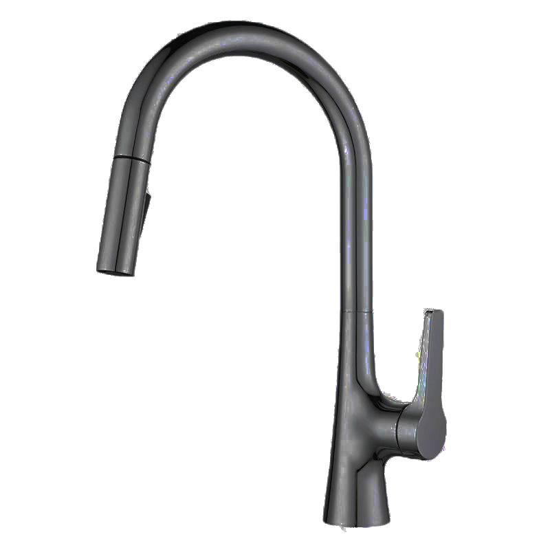 Single Lever Pull-Down Pillar Sink Mixer - Grey
