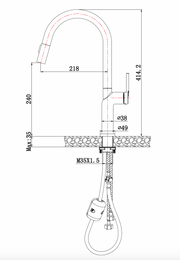 SUS304 Single Lever Pull-Down Pillar Sink Mixer - Matt Gold