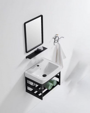 Main Basin Cabinet c/w Mirror, Glass Shelf and Rack