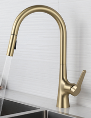 Single Lever Pull-Down Pillar Sink Mixer-Gold