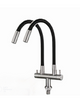 SUS304 Double Spout Pillar Sink Tap c/w Flexible Black Silicone Hose
