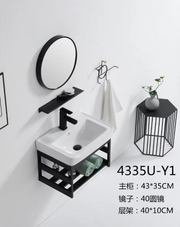 Main Basin Cabinet c/w Mirror, Glass Shelf and Rack