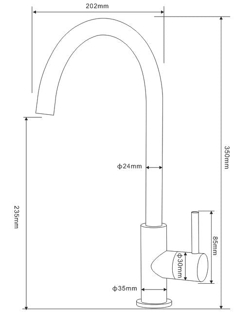 SUS304 Pillar Sink Tap - Satin