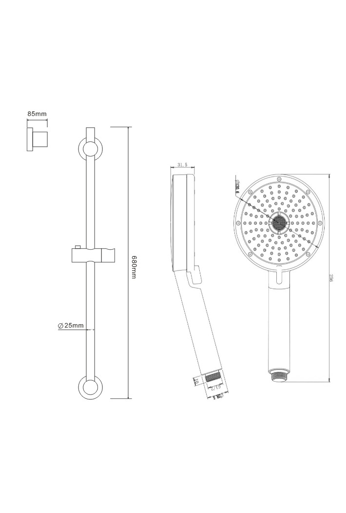 Shower Bar Set - Chrome