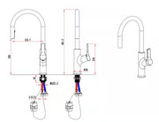 Single Lever Pull-Down Pillar Sink Mixer-Black Matt