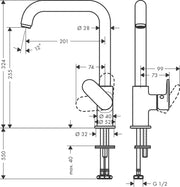 Vernis Blend Kitchen Mixer 260 with Swivel Spout (5265662738594)