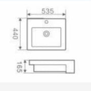 Rectangular Semi-Recessed Wash Basin - White