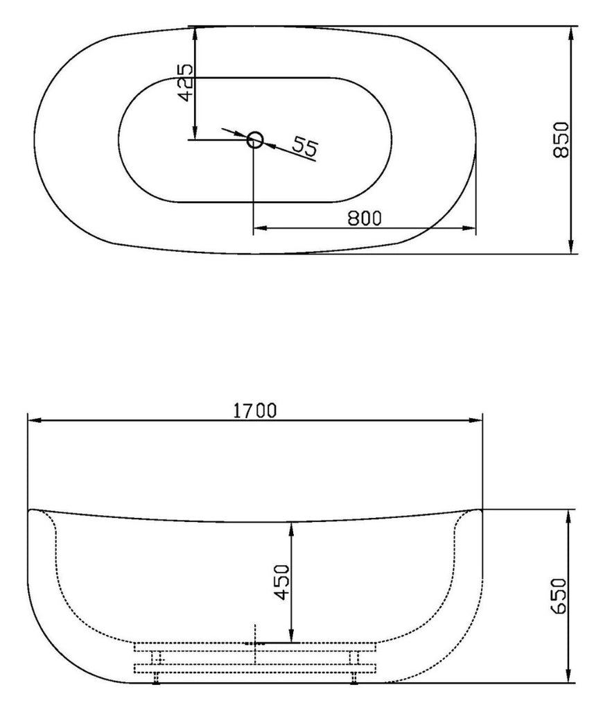 Free Standing Bathtub c/w Waste
