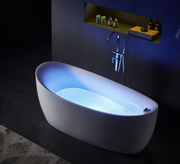 Minimalist-style free standing massage bath tub Malaysia offering a clean design for modern bathroom aesthetics.