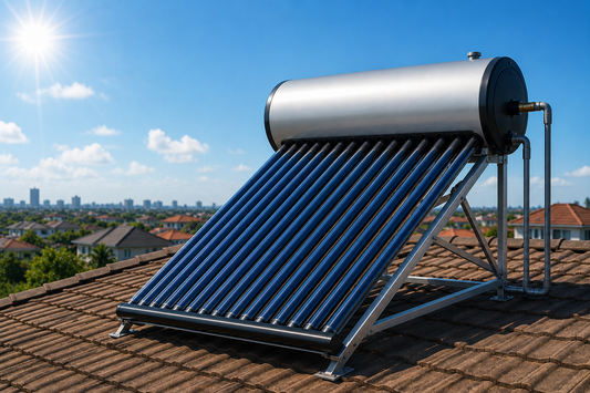 Solar water heater on a residential rooftop