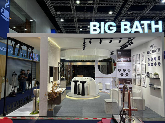 BIG BATH exhibition booth displaying bathroom basins, toilets and fittings