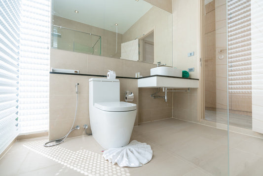 Modern water closet in contemporary bathroom