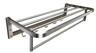 SUS304 Towel Rack with Hooks - Satin