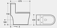 LUDO Washdown Rimless WC Complete Set (S-200mm) - White