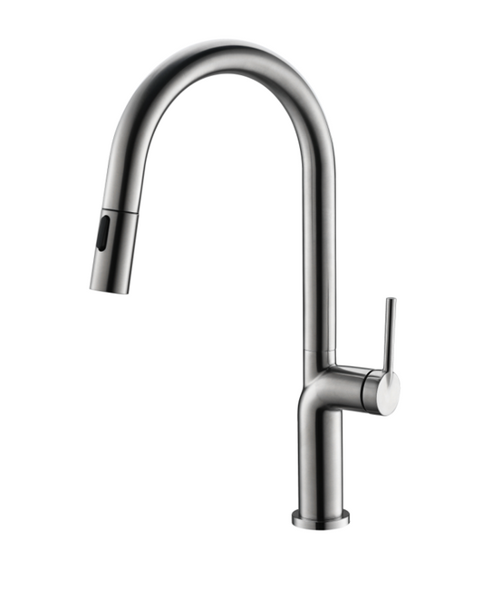 SUS304 Single Lever Pull-Down Pillar Sink Mixer - Satin