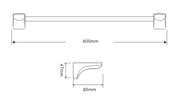 Single Towel Bar - Grey