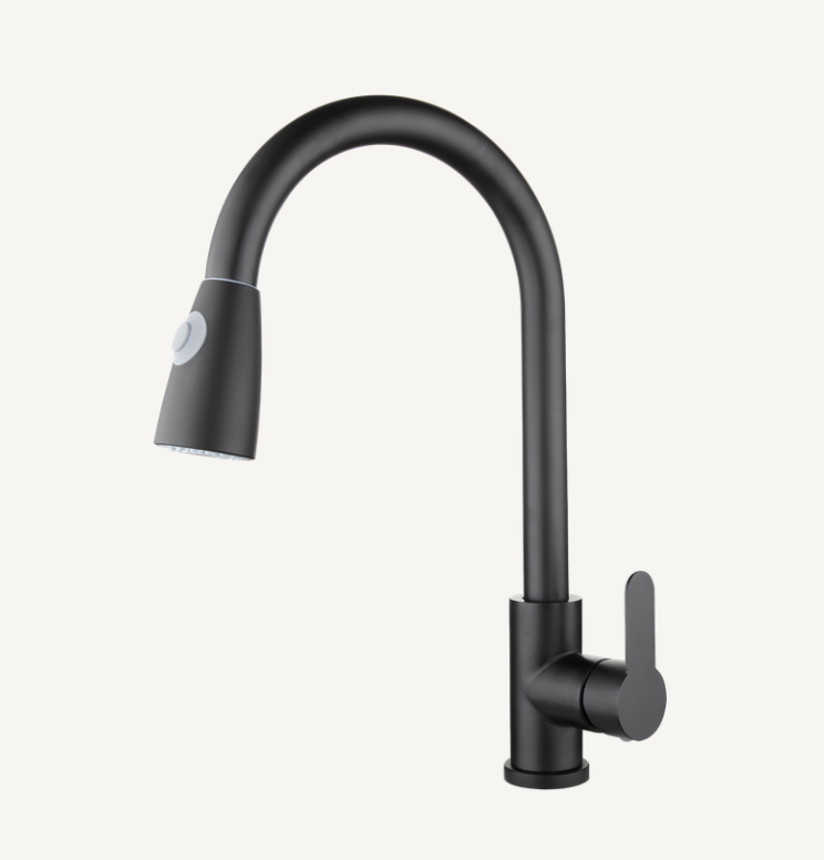 Single Lever Pull-Down Pillar Sink Mixer - Matt Black