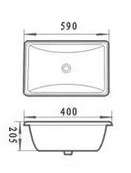 Rectangular Under Counter Wash Basin with Oveflow - White