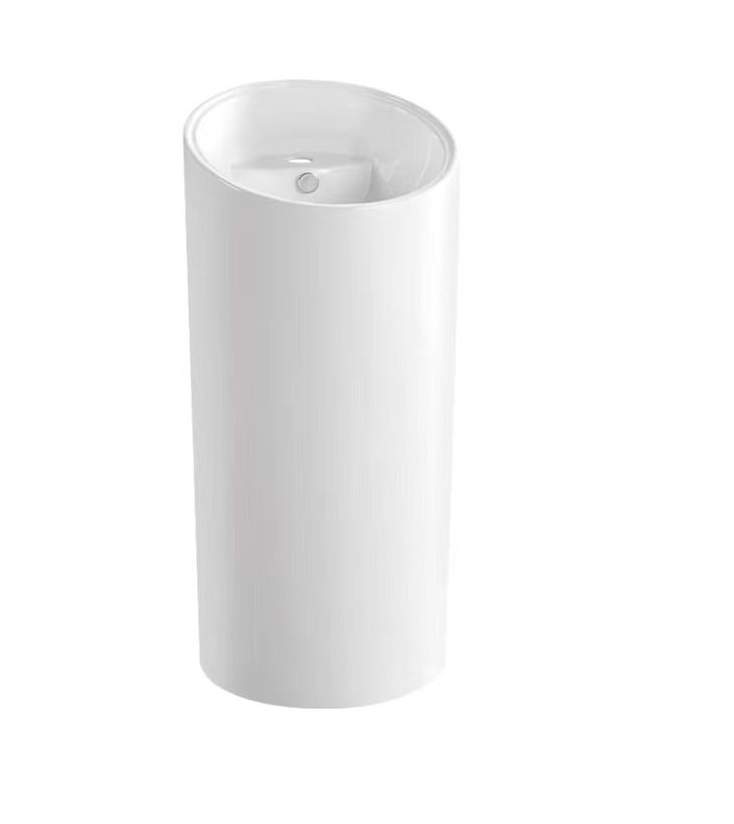 Round Free Standing Wash Basin - White