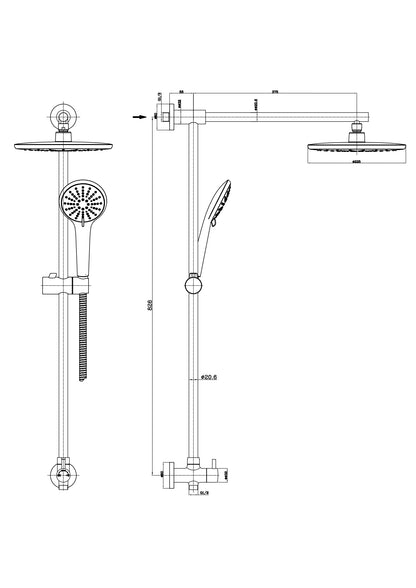 Top Inlet Exposed Shower Bar Set - Chrome