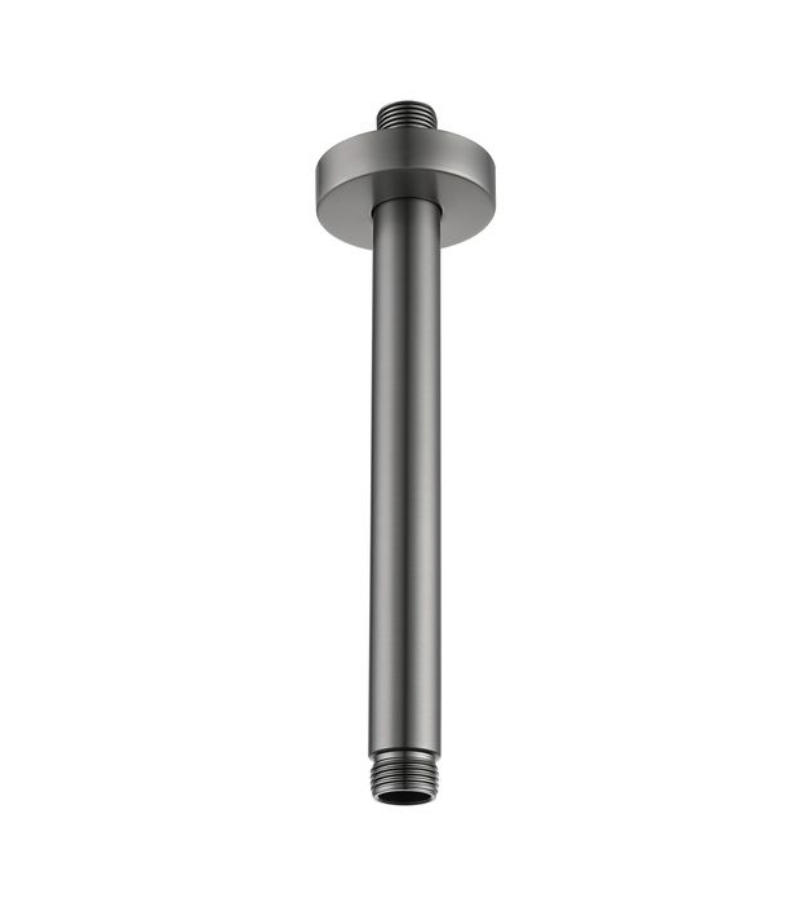 200mm Round Vertical Shower Arm c/w Flange - Grey