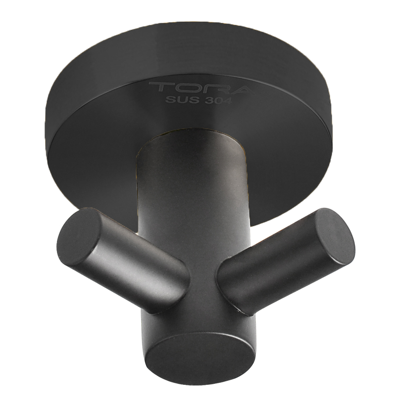 Double Robe Hook - Black Matte
