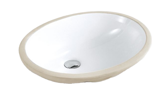 Oval Under Counter Wash Basin with Overflow - White