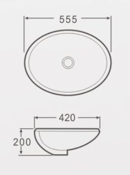 Oval Under Counter Wash Basin with Overflow - White
