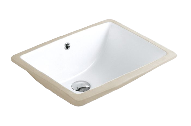 Rectangular Under Counter Wash Basin with Overflow - White