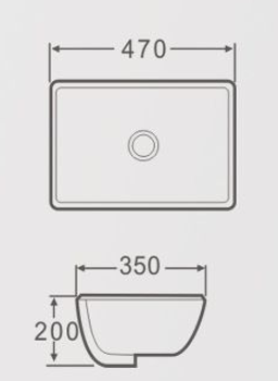Rectangular Under Counter Wash Basin with Overflow - White