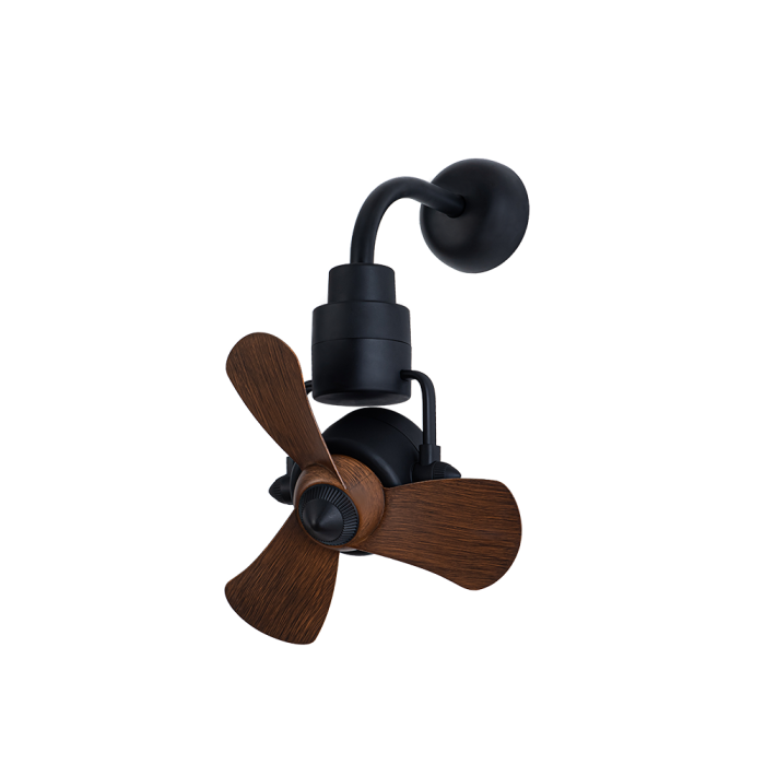 Alpha DC Motor Dual Mounting (Ceiling Mount & Wall Mount)-(16") 3 ABS Blade 8 speed with Remote Control - Walnut/Matt Black