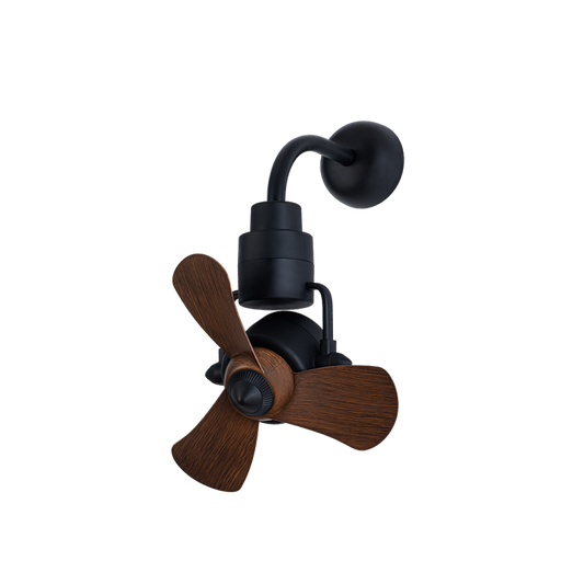 Alpha DC Motor Dual Mounting (Ceiling Mount & Wall Mount)-(16") 3 ABS Blade 8 speed with Remote Control - Walnut/Matt Black