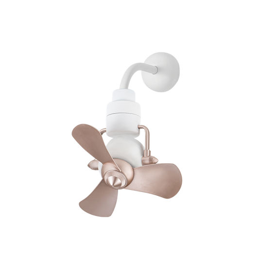 Alpha DC Motor Dual Mounting (Ceiling Mount & Wall Mount)-(16") 3 ABS Blade 8 speed with Remote Control - Rose Gold/Matt White