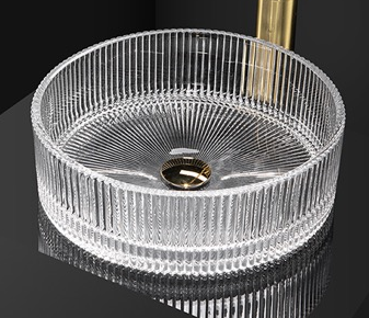 Round Glass Vessel Sink - Transparent