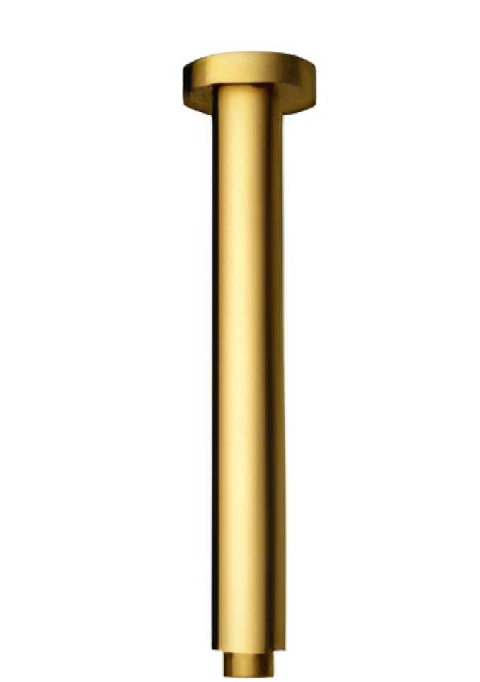 200mm Round Vertical Shower Arm c/w Flange - Matt Gold